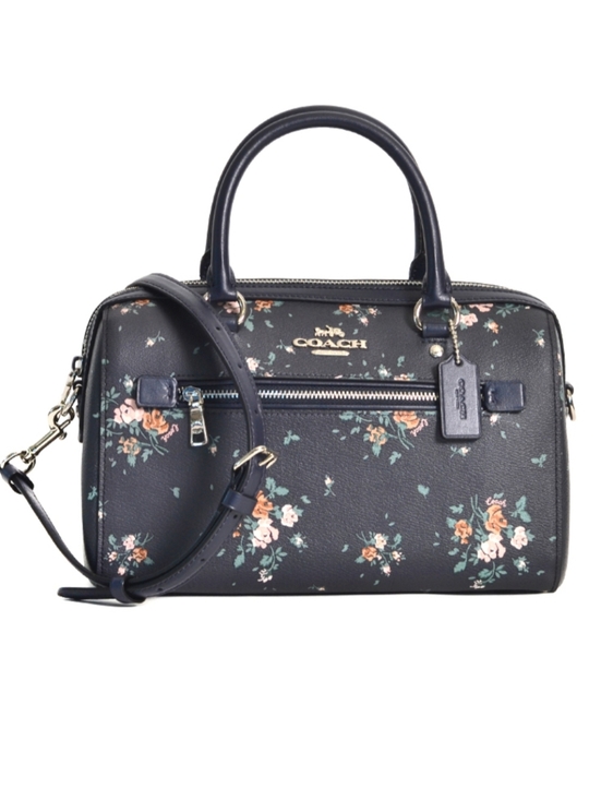 Coach Handbags - Coach Rowan mightnight navy rose bouquet floral dome satchel bag